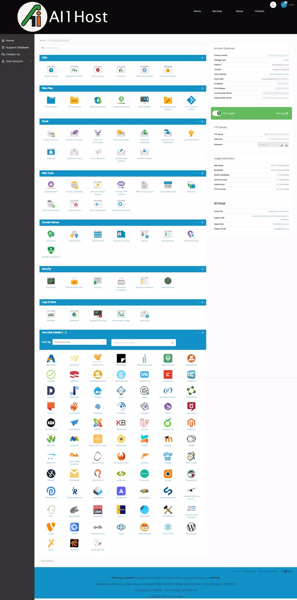 AI1Host Control Panel screenshot